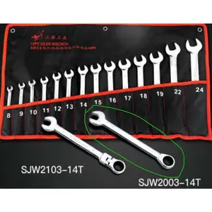 1 set of 40Cr fixed head ratchet wrench, 14 pieces set SJW2003-14T Multi-Purpose household maintenance