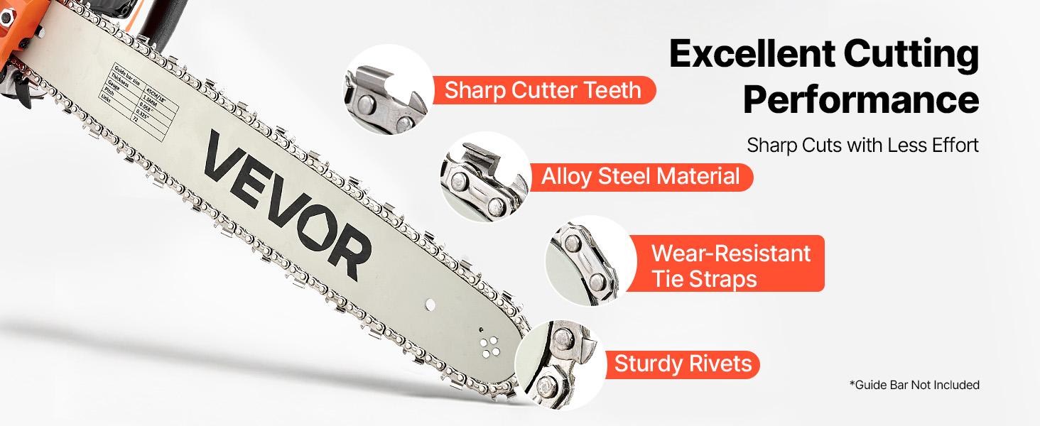 VEVOR Bar & Chainsaw Chain Combo 18" .325" Pitch .058" Gauge 72 Drive Links, Fits VEVOR CN-52G / CN-58G / CN-62G Gas Chainsaw, Alloy Steel, Replacement Guide Bar & Saw Chain with Sharp Cutter Teeth