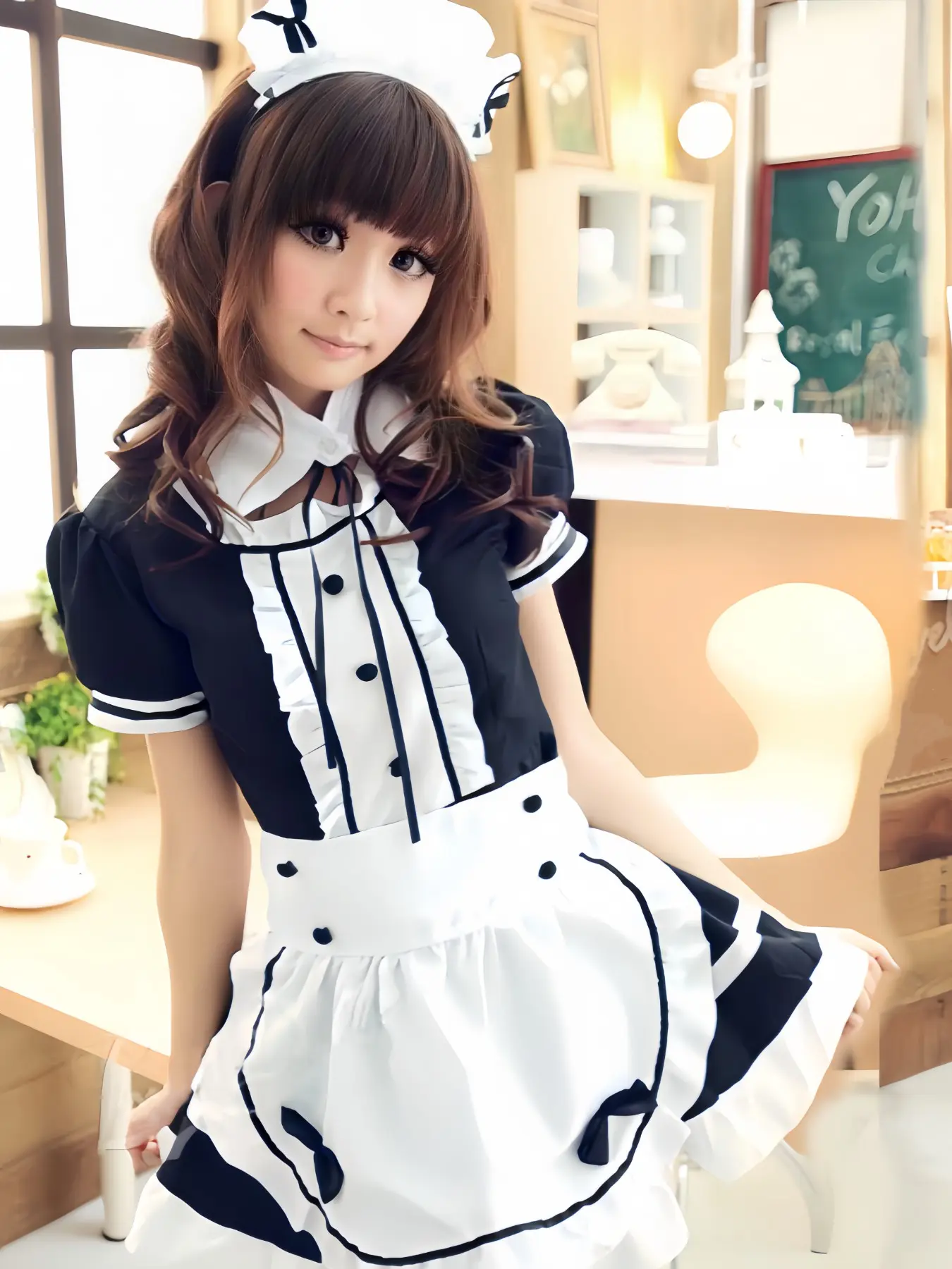 Lightweight Maid Dress Set Womenswear, Includes Dress, Apron, Headpiece, Necklace, Cute Bow Design, Pleats, Pleated, Perfect for Cosplay, School Style, Sweet Cool Look, Costumes, Accessories, Clothes