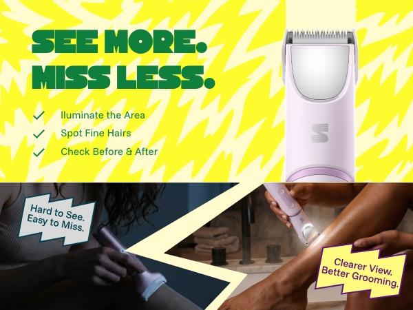LADYSPOT  Women Shaver -180° Rotatable Flexible Ergonomic Head with Built-in Light & Mirror, 2-in-1 Trim & Shave IPX7 Waterproof Wet Dry Lady Trimmer for Leg Underarm Bikini Line,dorm essentials, Dry Shaving Solutions