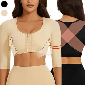 Women's Post-Surgery Plus Size Arm Shaper Compression Seamless Minimalist Compression Long-Sleeve Corset Push-Up Bra Body Correcting Garment Shapewear.