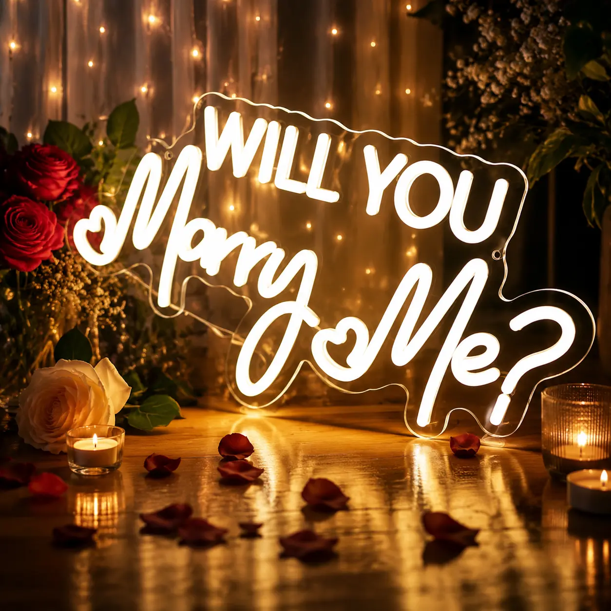 Cool White "Will You Marry Me" Custom-Shaped LED Neon Sign - Ambiance, Bright, Cool, Decorated Light Signs, Wedding Party Decor, Proposal Gift, Home Indoor Wall Lighting, Ambiance Light Signs Led Wall Sconces Led Wall Lamp