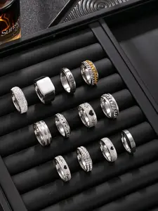 Random 10pcs Men's Stainless Steel Rings Set, Dainty Stacking Rings, Statement Multi Ring, Simple Multi-Layered, Polished Finish, Hip Hop Punk Style, Perfect Gift, Stackable Ring, Unique Rings