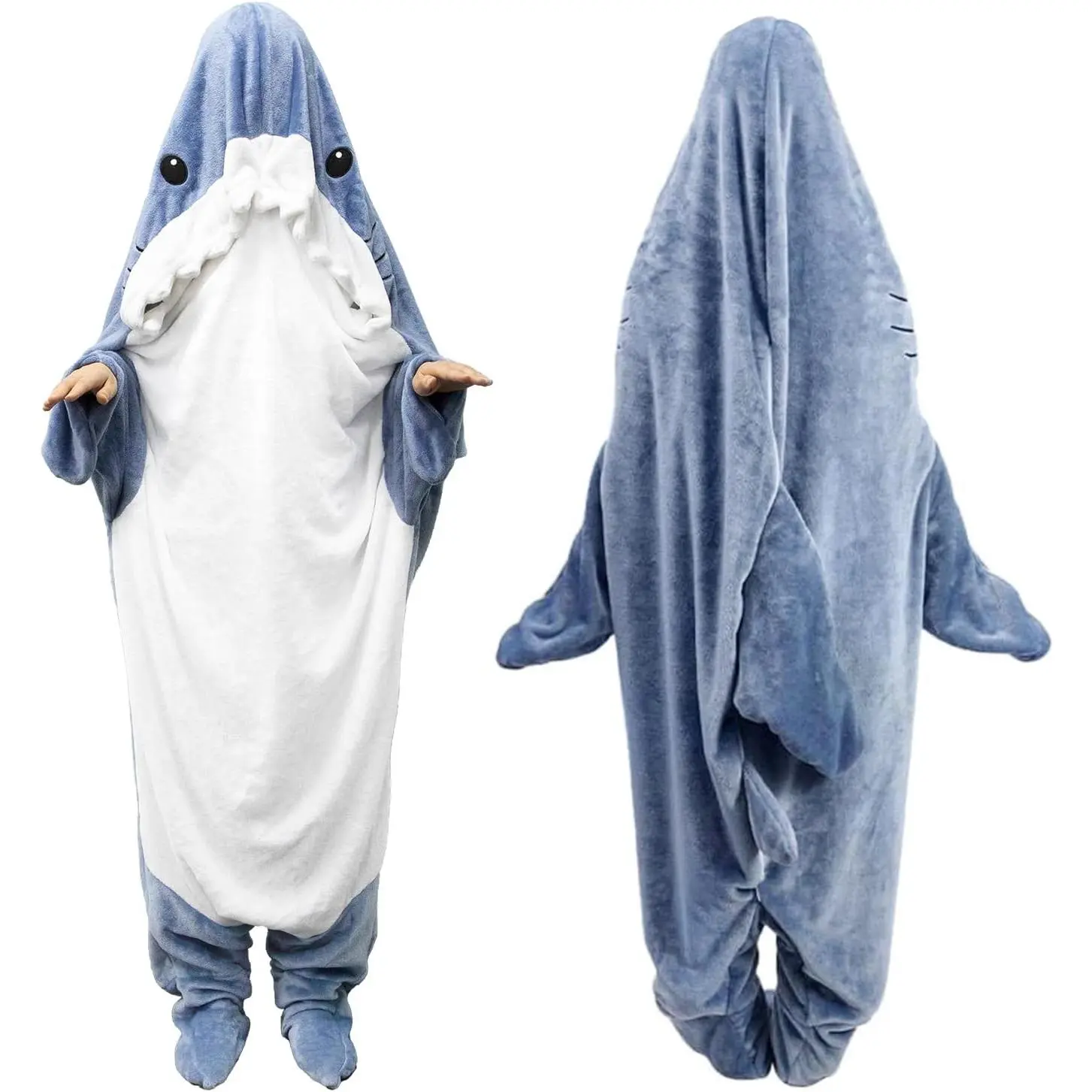 Shark Wearable Blanket Hoodie Onesie for  Adult,Cozy Fleece Shark Blanket Hoodie, Shark  Costume Women Men