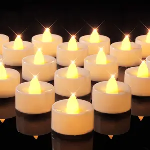 Flameless Candles, 24Pack Battery Operated Candle, LED Tea Lights Candles Battery Operated, Flickering Fake Votives for Wedding Halloween Christmas Diwali- Warm Yellow Table Ornaments Decor