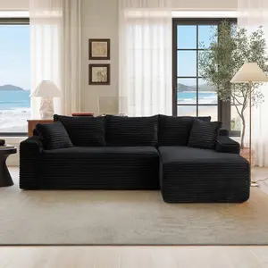 106.3" Cloud Modular Sectional Sofa Couch with L-Shape Chaise,Modern Minimalist Upholstered Couches for Living Room Bedroom,Deep Seat Corner Couch,No Assembly Required
