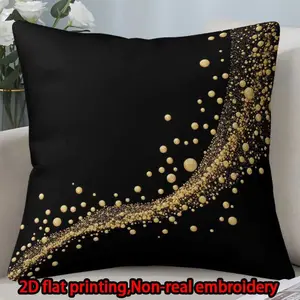 2D flat print 1pc short plush decoration single-sided pillowcase gold dot arc non-real embroidery hand-washable and machine washable multi-size pillowcase suitable for bedroom living room sofa(excluding pillow core)