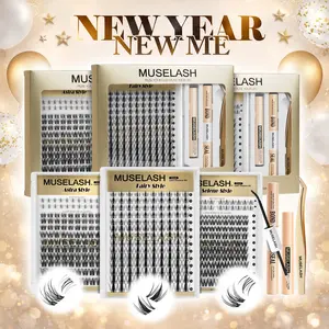 MUSELASH PRO Fairy Selene Astra Lash Kit with 8–16mm Individual Lashes Cluster, Bond & Seal, Tweezers and Remover, Long-Lasting Waterproof and Beginner-Friendly DIY , Perfect for Natural&Daily Style.
