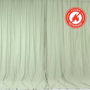 2 Pack 5ftx10ft Sage Green Scuba Polyester Backdrop Drape Curtains, Durable Flame Resistant Event Divider Panels Wrinkle Free With Rod Pockets
