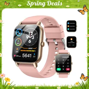 [Spring Deals] Coucur 1.69'' Touchscreen Smartwatch with Fitness Tracker & Sleep Monitor for Men Women Android iOS Compatible Silicone Band Bluetooth Calls Wearable Device