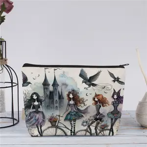 Dark Fantasy Girl Theme Canvas Zipper Makeup Bag, Durable and Fade-Resistant, Unique and Elegant Design, Portable and Practical Gift