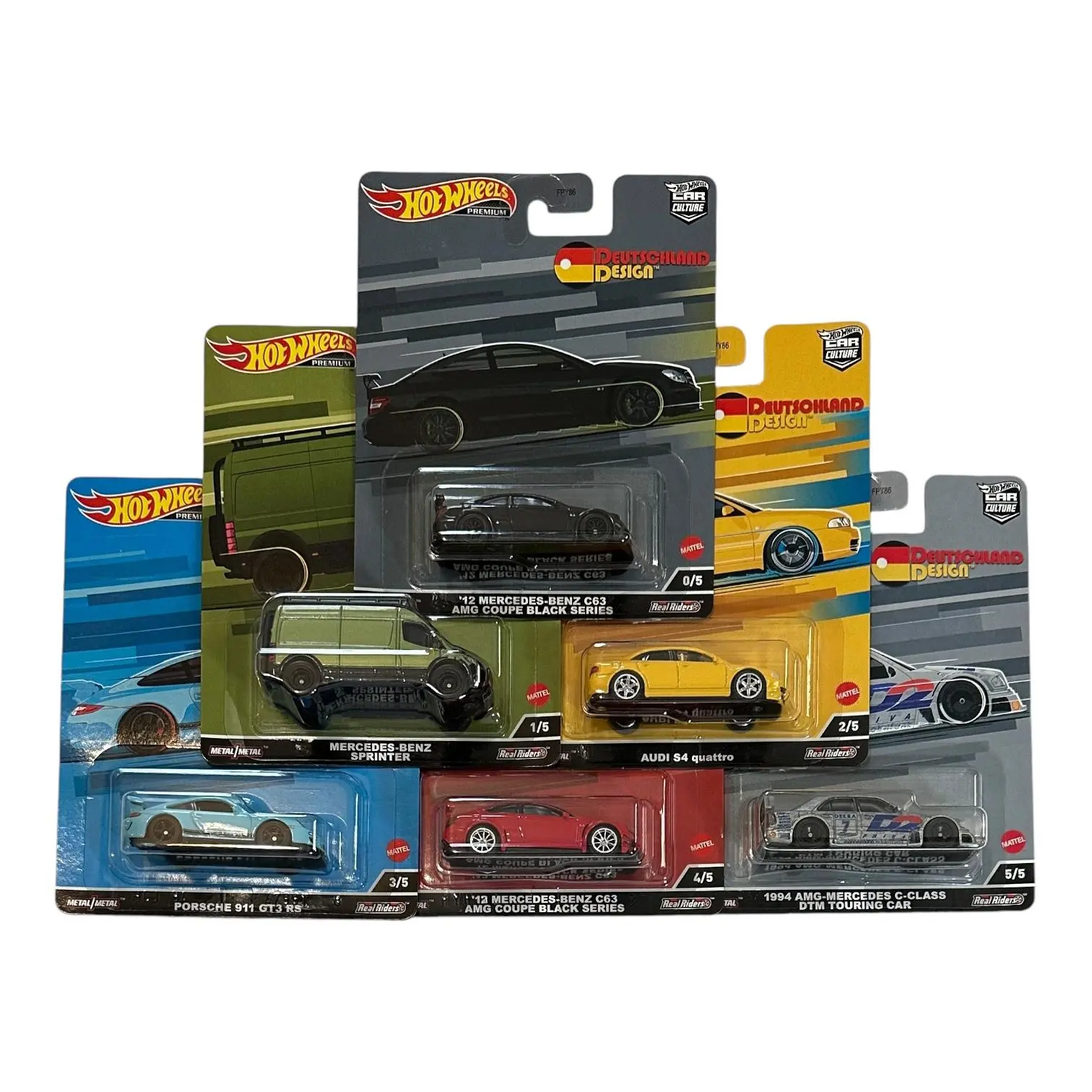Hot Wheels 2022 Deutschland Design Car Culture 1:64 Scale Alloy Diecast Metal Racing Car Model Set, Collectible Featuring Porsche, Audi, Mercedes-Benz, Diecast Metal Car