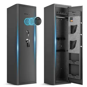 MUTAK 6-Gun Home Security Cabinet Safe - Quick Access Rifle & Pistol Storage with Alarm, LED, Digital Keypad, Removable Shelf, Fingerprint & Smart Biometric Security Features, Home Security Safe