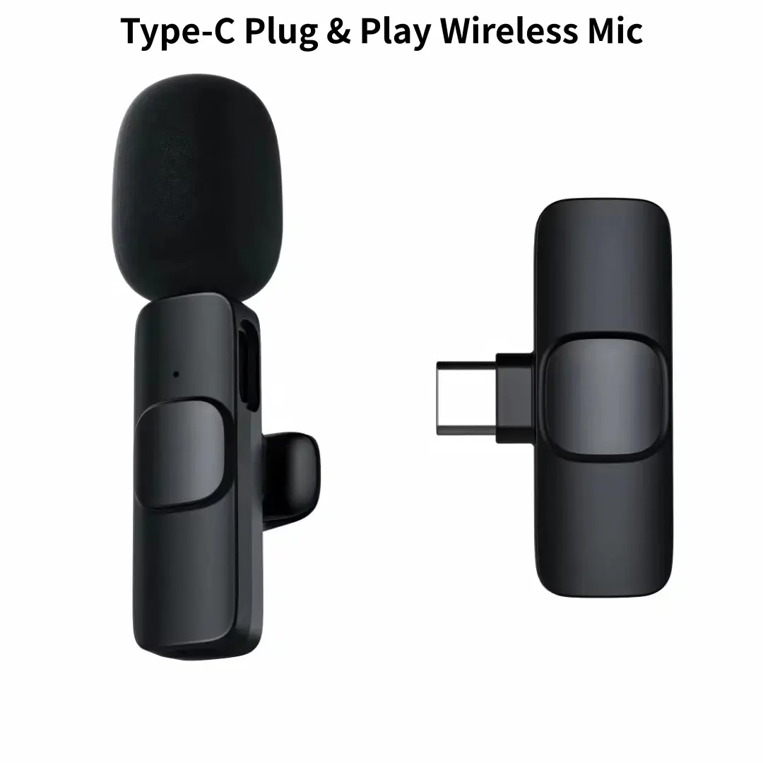 Wireless Mini Microphone for iPhone, iPad, Android, Lavalier Mic with Rotatable Clip, Plug and Play Noise Reduction USB-C Mic for Video Recording YouTube TikTok Content Creators, Black