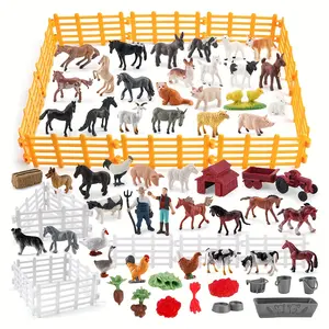 Mini Farm Scene Building Model Set, Mini Poultry & Fence Toy, World Famous Horses & Horse Farm Fence Models, Christmas Gift