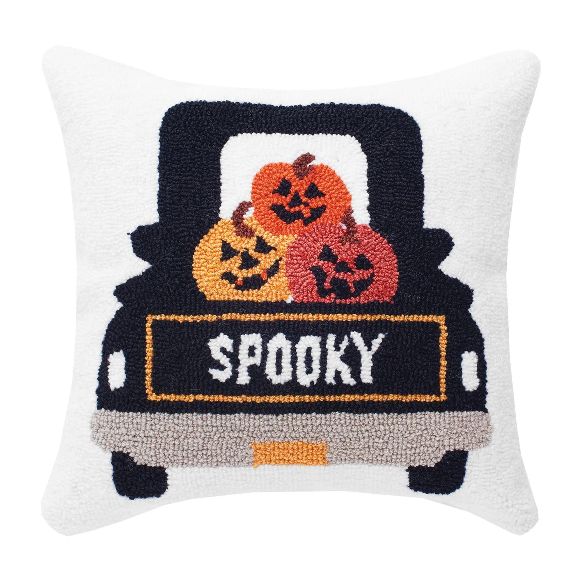 18" x 18" Spooky Pumpkin Truck Pillow by Valerie