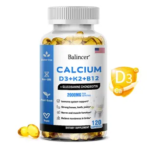 Balincer Calcium and vitamin D3+K2+B12 health supplements,Support bone and joint health, 120 Capsules