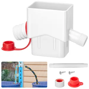 Downspout Diverter, WADEO Rain Barrel Diverter Fits for 2"x 3" Standard Downspout, Rainwater Collection System with Two Water Outlets to Collect Rainwater from Gutter, with 5FT Hose