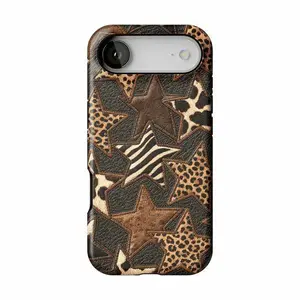 Vireli Leopard & Star Aesthetic Smartphone Case - 2026 Summer Trend, Stylish Shockproof Protection for iPhone 11-17 Pro Max, Cute Teen Girl Gift, Phone Accessories