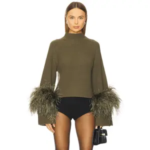 Lapointe x REVOLVE Mock Neck Sweater in Olive Green