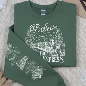 Polar Express Sweatshirt, Christmas Gift, Christmas Believe Sweater, Merry Christmas, Gift Ideas, All Aboard Polar Express, Hoodie Xmas FS5