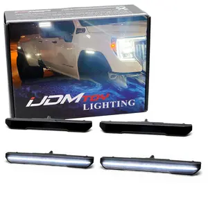 iJDMTOY Dark Smoked Lens Xenon White Full LED Wheel-Well Fender Side Marker Light Kit For GMC 2020-up Sierra 2500 3500 HD, 23-up Canyon, Powered by 180-SMD LED