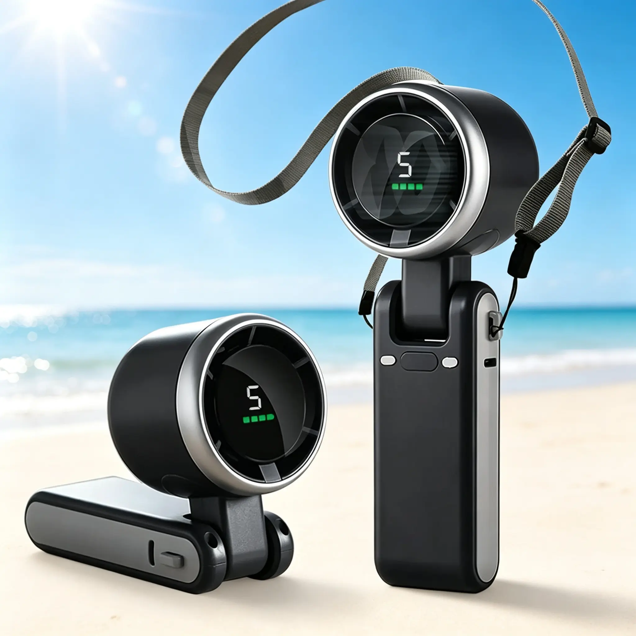 Portable Handheld Turbo Fan, 5 Gear Wind, Battery Operated, Up to 13 Working Hours Rechargeable Fan, 3 IN 1 Hand Fans with Air Turbo Tech Cooling Fan for for Travel, Beach, Outdoor