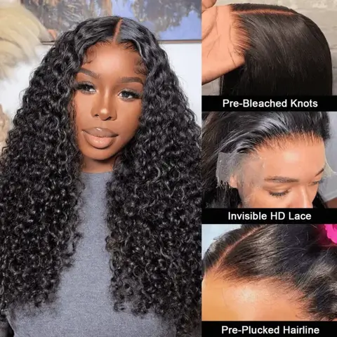 Cynosure Natural Curly Brazilian Human Hair 13x6 HD Lace Front Wig, Pre-Plucked, Pre-Bleached, 220% Density, Ture to Length, Curly Texture, Affordable Wig for Women, Brazilian Curly Hair #Sohochic