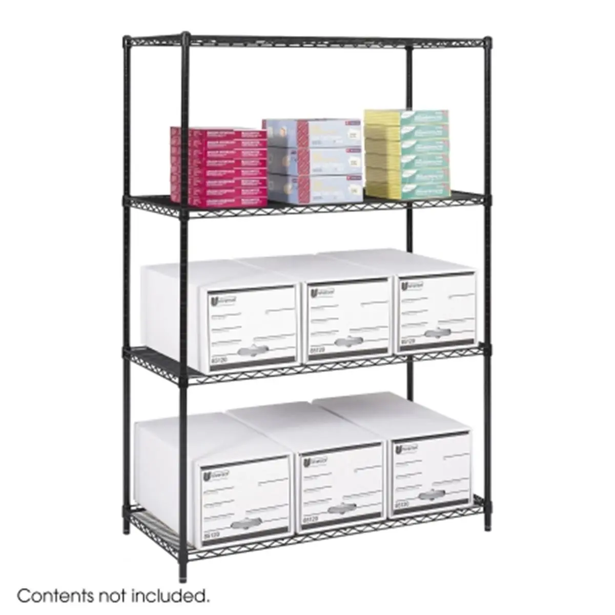 Safco 5294BL Black Welded Wire Adjustable Freestanding Shelf, Durable Multifunctional Home Organizer, 48x24in Storage Rack with 800 lbs Per Shelf Capacity
