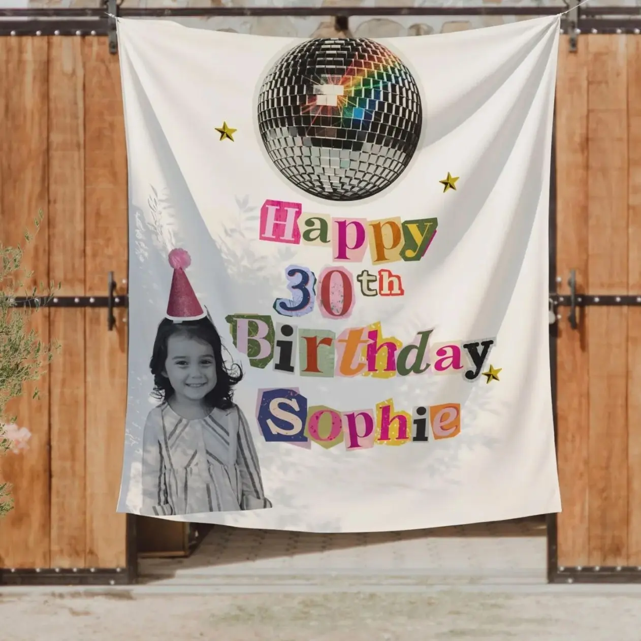Birthday Photo Banner, Customizable Party Decor, Personalized Birthday Decorations, Fun Disco Ball Event Banners for Any Age