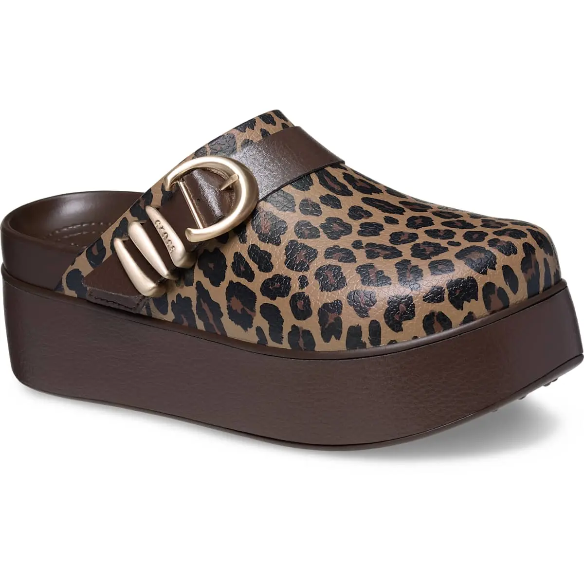 Crocs Women's Dylan Animal Platform Clogs with Metallic Buckle Crocs Women's Dylan Animal Platform Clogs with Metallic Buckle