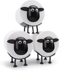 Three sheep-shaped toilet paper holders, fun and unique freestanding black bathroom toilet paper holders, humorous tissue storage decorations, suitable for family bathrooms.
