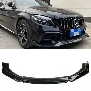 For Mercedes-Benz C200 C300 Front Bumper Lip Spoiler Splitter Gloss Black