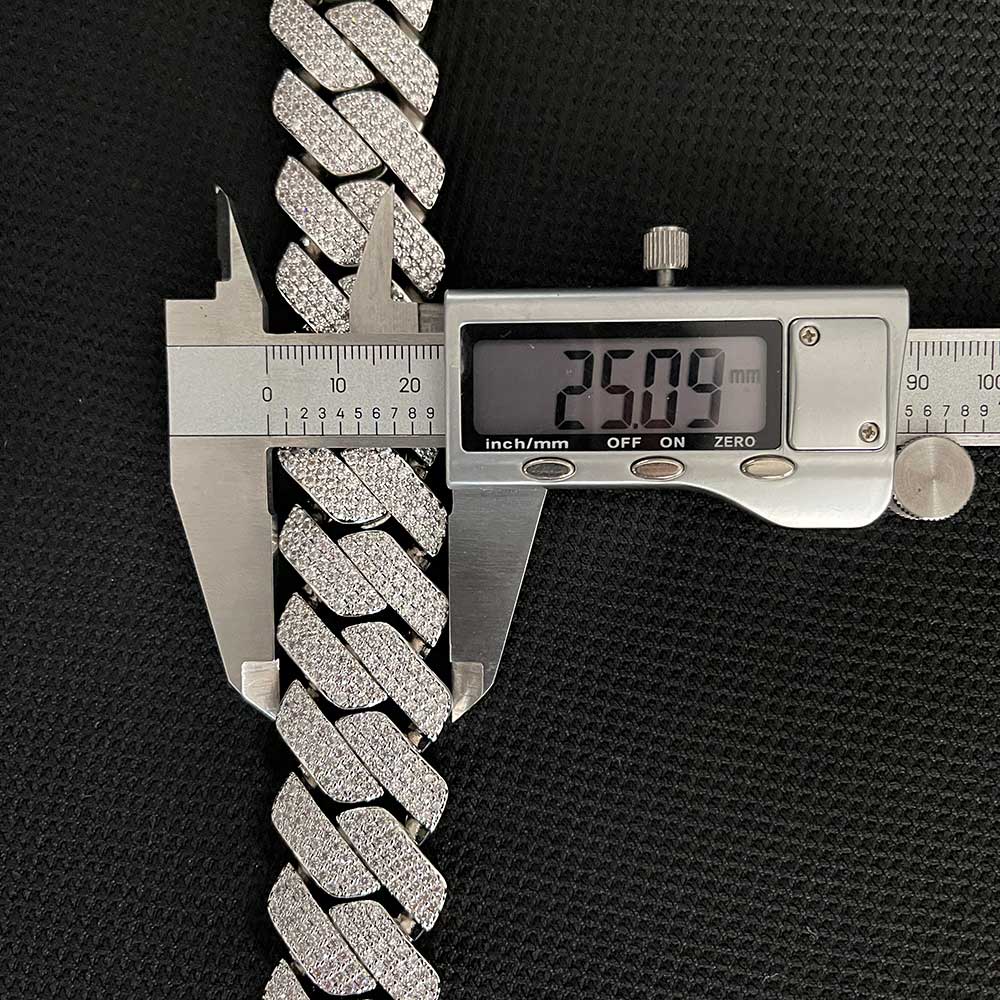 Custom 25MM S925 Sterling Silver Hip Hop Moissanite Cuban Link Chain Thick Miami VVS Cuban Necklace For Men