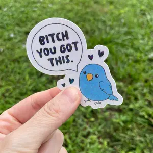 Motivational sweary bird sticker
