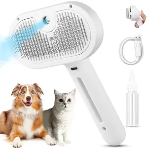 Cat Steam Brush with Lint Roller, Pet Steam Brush for Cat Dog Long Short Haired, Pet Spray Hair Removal Comb for Small Animals Shedding & Grooming