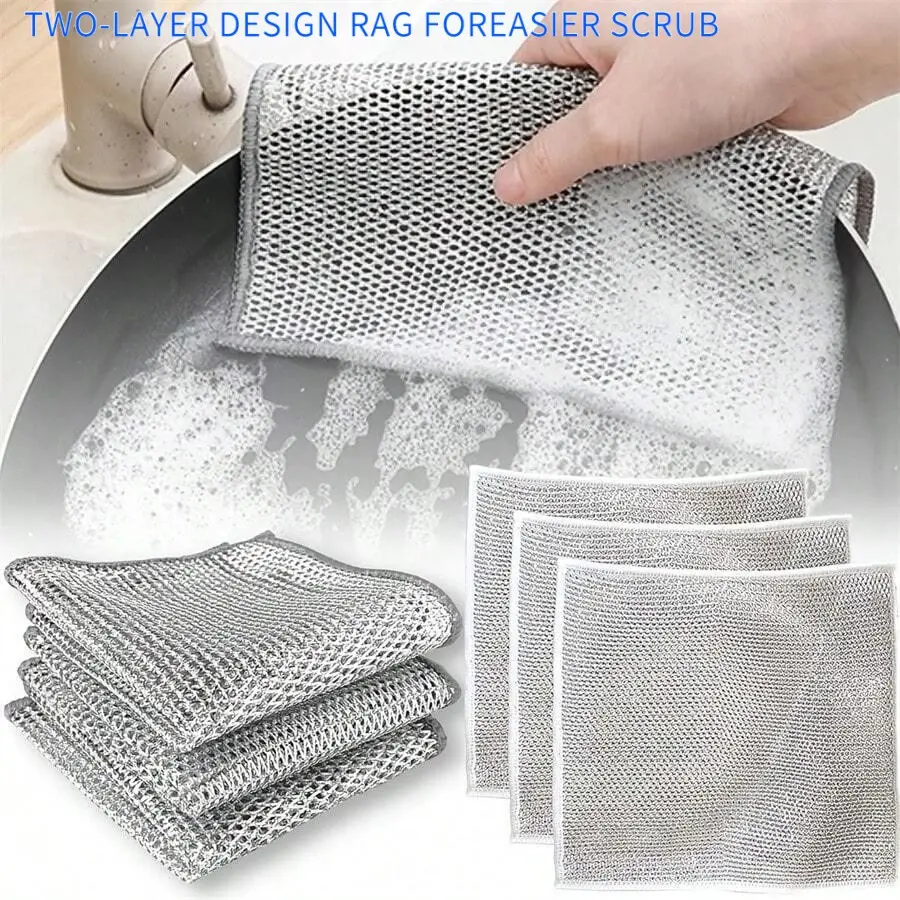Dishwashing Cloth 12pcs 5pcs 7.87inch, Multipurpose Wire Dishwashing Rags, Non-Scratch Wire Dishcloth, dishcloths for washing dishes, Kitchen Cleaning Supplies