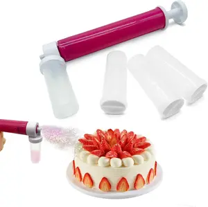 1 kit Manual Airbrush for Cakes with 4 Pcs Tube, Airbrush Pump Coloring Spray Gun, DIY Baking Cake Airbrush Pump Decorating Tools