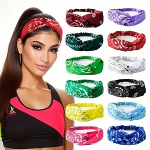 12 Pieces​ Of A Versatile Modern Dance Headband Set, Combining Both Bohemian Elastic​ And Polyester Square Paisley Hip-Hop Styles​ That Feature Efficient Sweat-Absorbent Technology​ For Lasting Comfort And Performance.