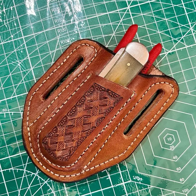 Hand Tooled Trapper & 4-5 inch knipex cobra Leather pouch sheath Hand Tooled Trapper & 4-5 inch knipex cobra Leather pouch sheath