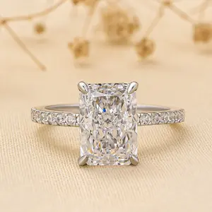 Effinny Jewelry 3.5ct Radiant Cut Engagement Ring, S925 Sterling Silver Women's Ring, 5A Cubic Zirconia Promise Ring for Daily Wear, Wedding Engagement Ring, Adults