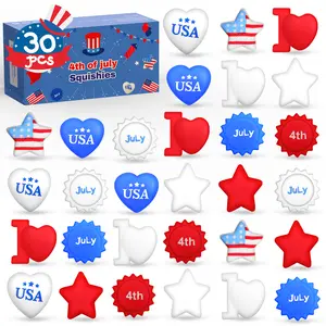 30Pcs 4th of July  Squishies Toys -End of school year gifts, Patriotic Mini Squishy Party Favors, Independence day Goodie Bag Stuffers, Classroom Gifts for Friends, Fun Mochi Squishy Toys for Boys and Girls