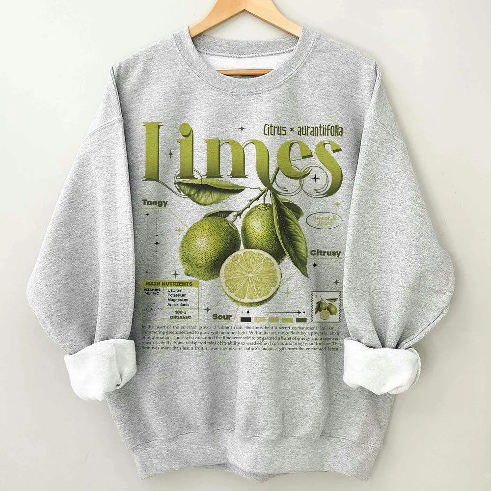 Blvckstyle Anatomy Limes Shirt Retro Fruit Knowledge Limes Graphic Gift Unisex Top for Women Comfort Colors Hoodie Sweatshirt - Womenswear
