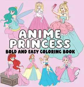 Kawaii Anime Princess Coloring Book - Bold Lines, Easy-to-Color Designs, Japanese Comic-Style Art, Crayon-Friendly Pages, Magical Dream Themes for Creative Relaxation, Crayons, Kawaii Coloring Book