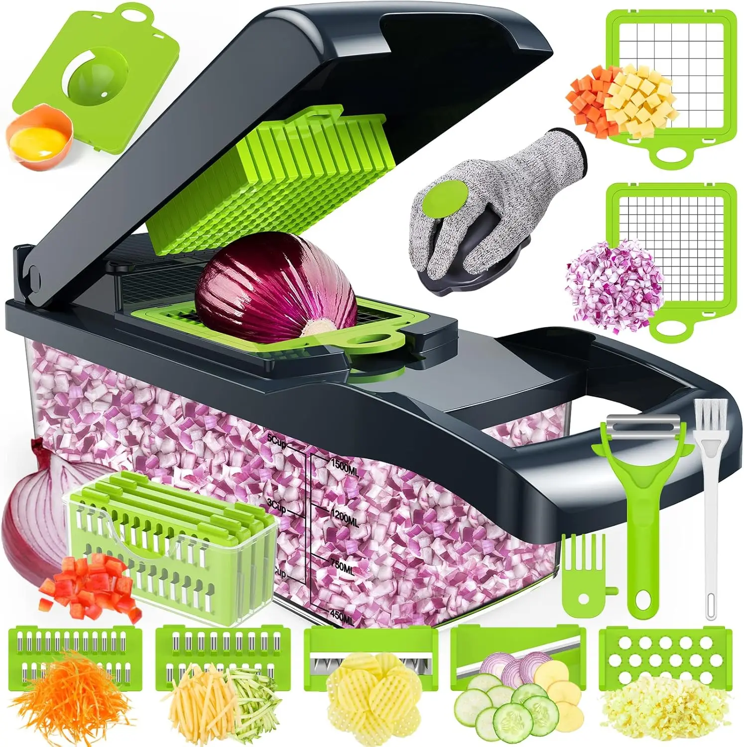 Pro 12 in1 Multifunctional Vegetable Chopper with Container, Gray