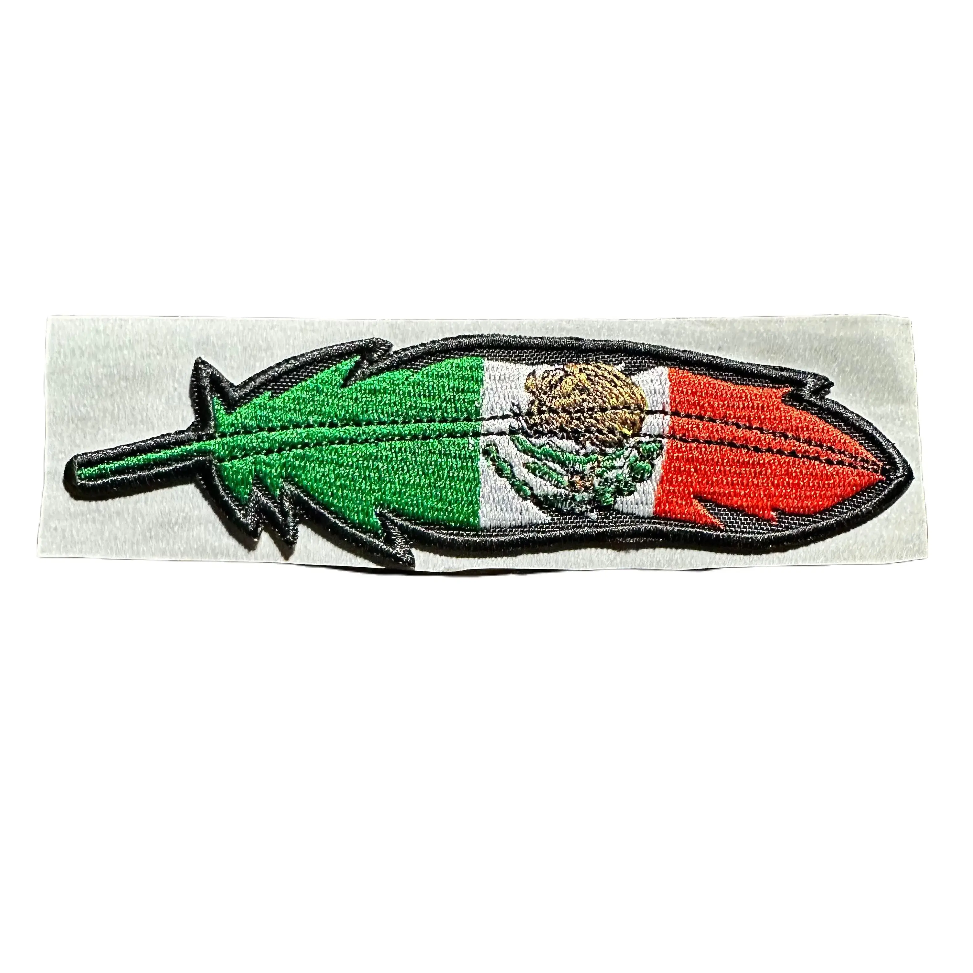 Mexican Flag Feather Embroidered Hat Patch