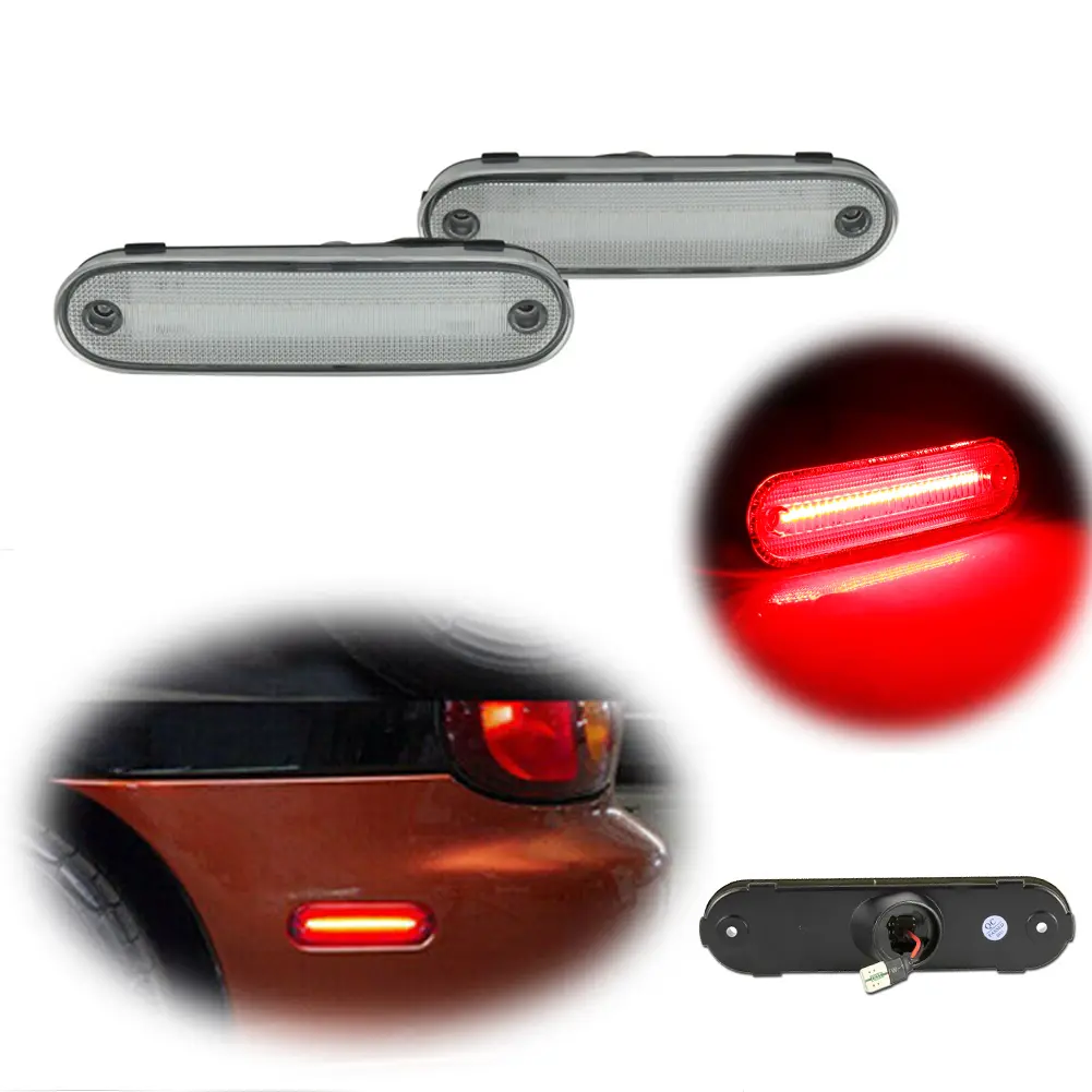 2PCS Clear Lens Red LED Rear Side Marker lamps Lights FOR MAZDA MX-5 MIATA 1990 1991 1992 1993 1994 1995 1996 1997 1998 1999 2000 2001 2002 2003 2004 2005,Replace OEM NA01515FX,8BN1-51-120