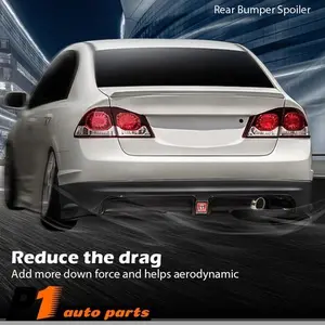 Car Rear Spoiler with 3rd Brake Light, Muffler Tip and Bumper Lip, Fit for 2006-2011 Civic Sedan, Automotive Body Frame & Bumper Replacement Part, Car Accessory