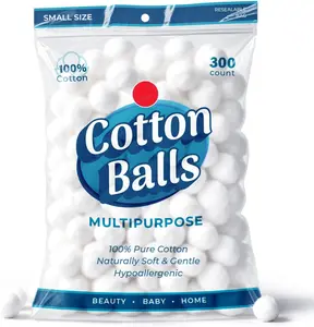 300 Small Cotton Balls for Makeup, Nail Polish Removal, Pet Care, Applying Oil Lotion or Powder, Made from 100% Pure & Natural Cotton, Soft and Absorbent for Household Needs (300 Count) White