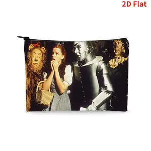 Wizard of Oz Character Print Cosmetic Bag - Portable Travel Makeup Pouch with Zipper for Women, Stylish Movie - Themed Toiletry Organizer, Travel Cosmetic Bags